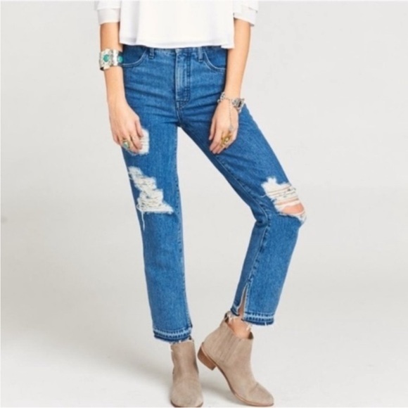 Show Me Your Mumu Brooklyn High Waist Distressed Raw Hem Jeans Size 29 - Picture 7 of 7